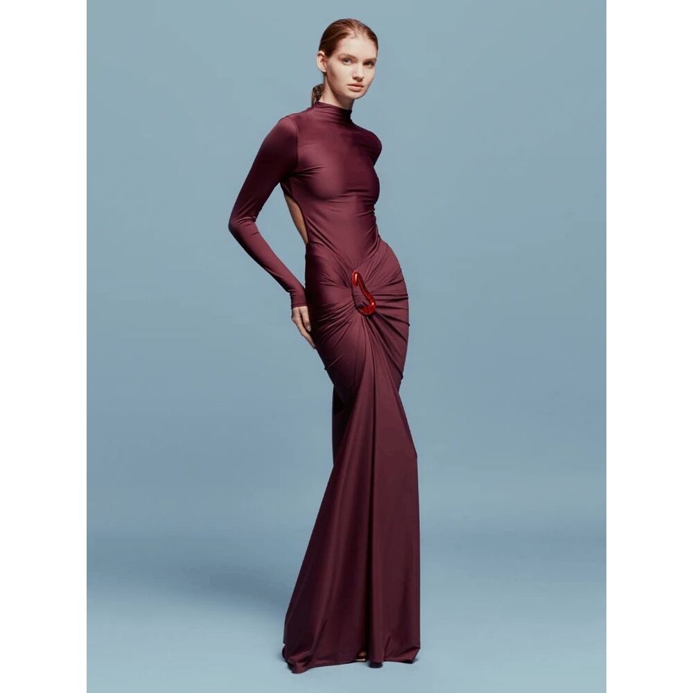 Silvia Tcherassi Long Sleeve Gathered Cutout Back Lena Dress Small $1350